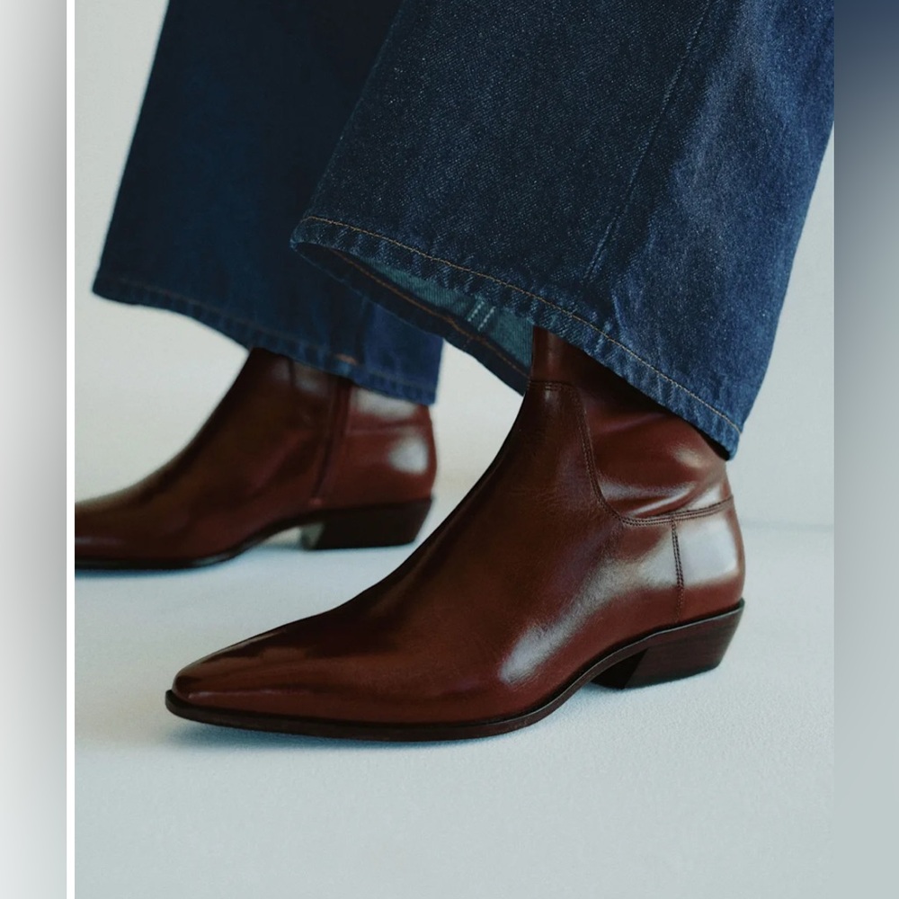 Reformation Dominique Leather Ankle Boots in syrup leather - Picture 3 of 11